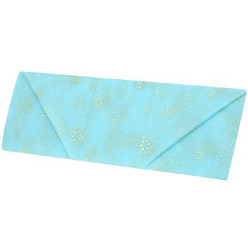 Aqua Organza with Gold Snowflake